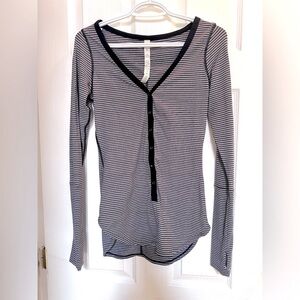 Lululemon Striped Long Sleeve V-Neck Top
